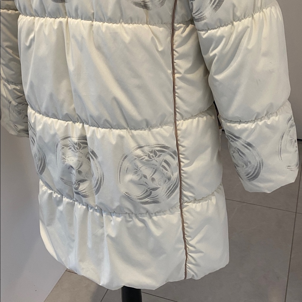Hooded Puffer Coat frm LUHTA Sport Design midlength Creme/Grey Size US 10 - Picture 13 of 17